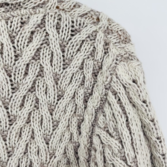 Aran Crafts Cardigan Sweater Women Ireland Merino Wool Neutral LONG Edge to Edge - Picture 8 of 16